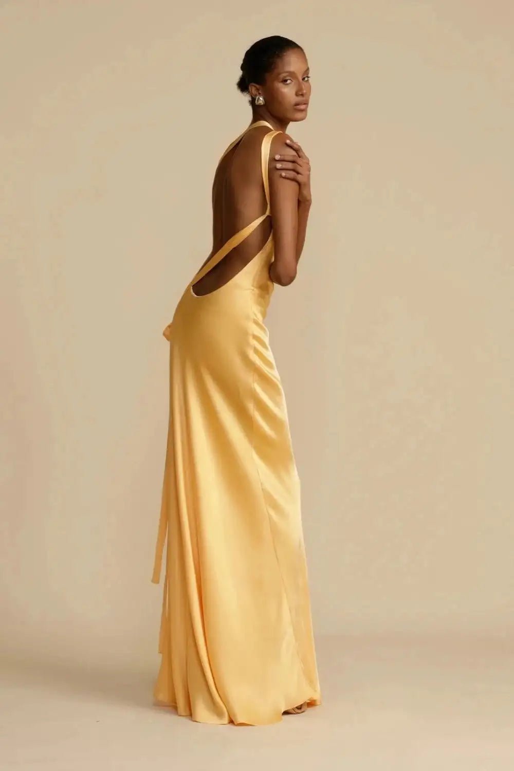 Diagonal Collar Satin Dress - SensorySoft