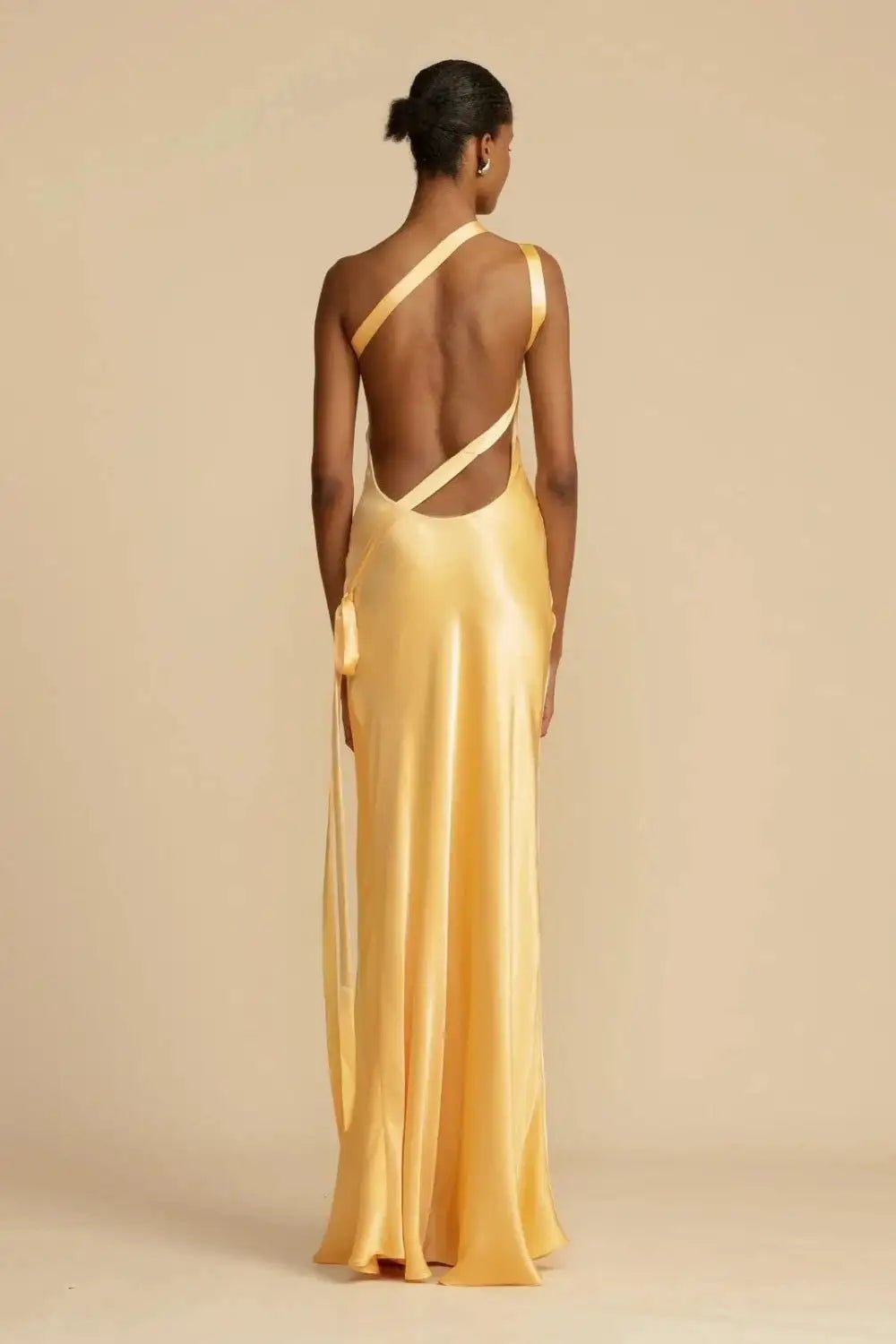 Diagonal Collar Satin Dress - SensorySoft