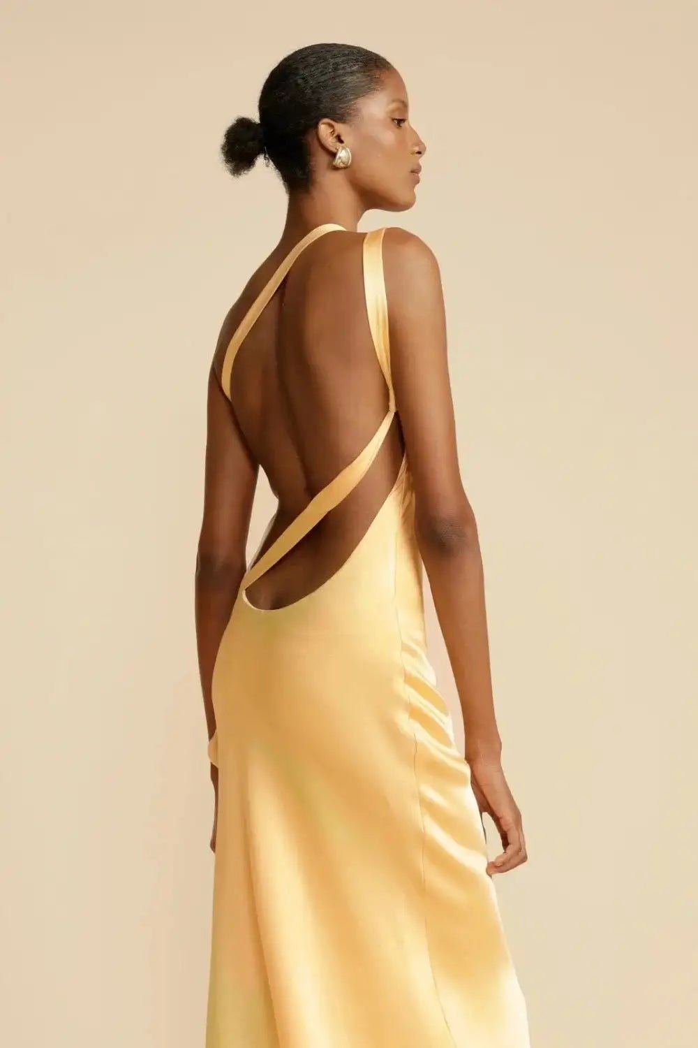 Diagonal Collar Satin Dress - SensorySoft