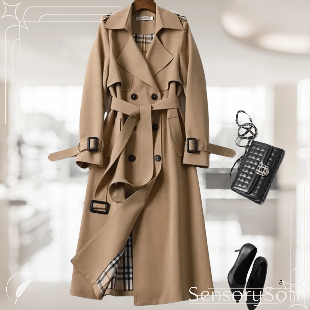 Double Breasted Ladies Winter Trench Coat - SensorySoft