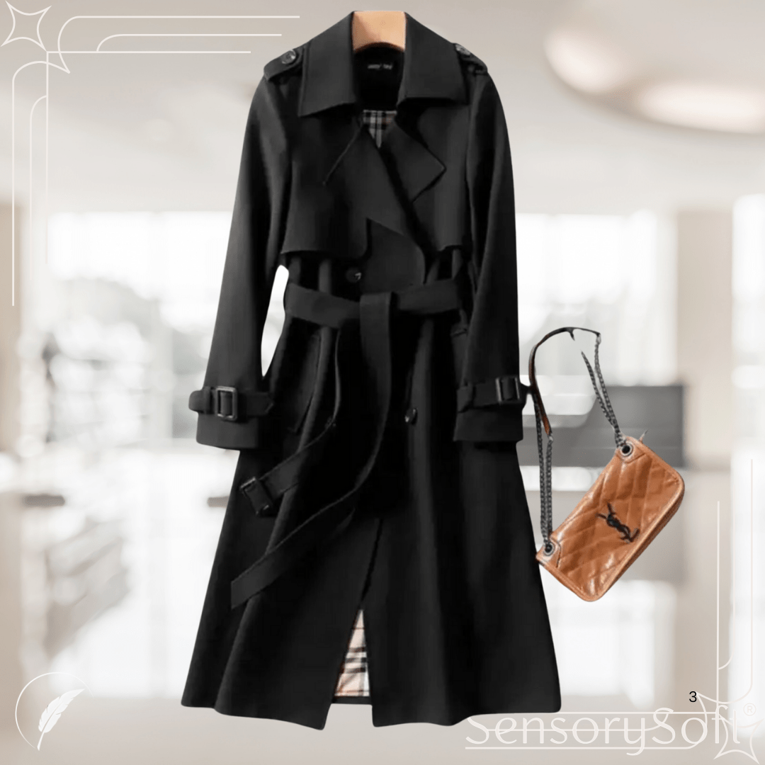 Double Breasted Ladies Winter Trench Coat - SensorySoft