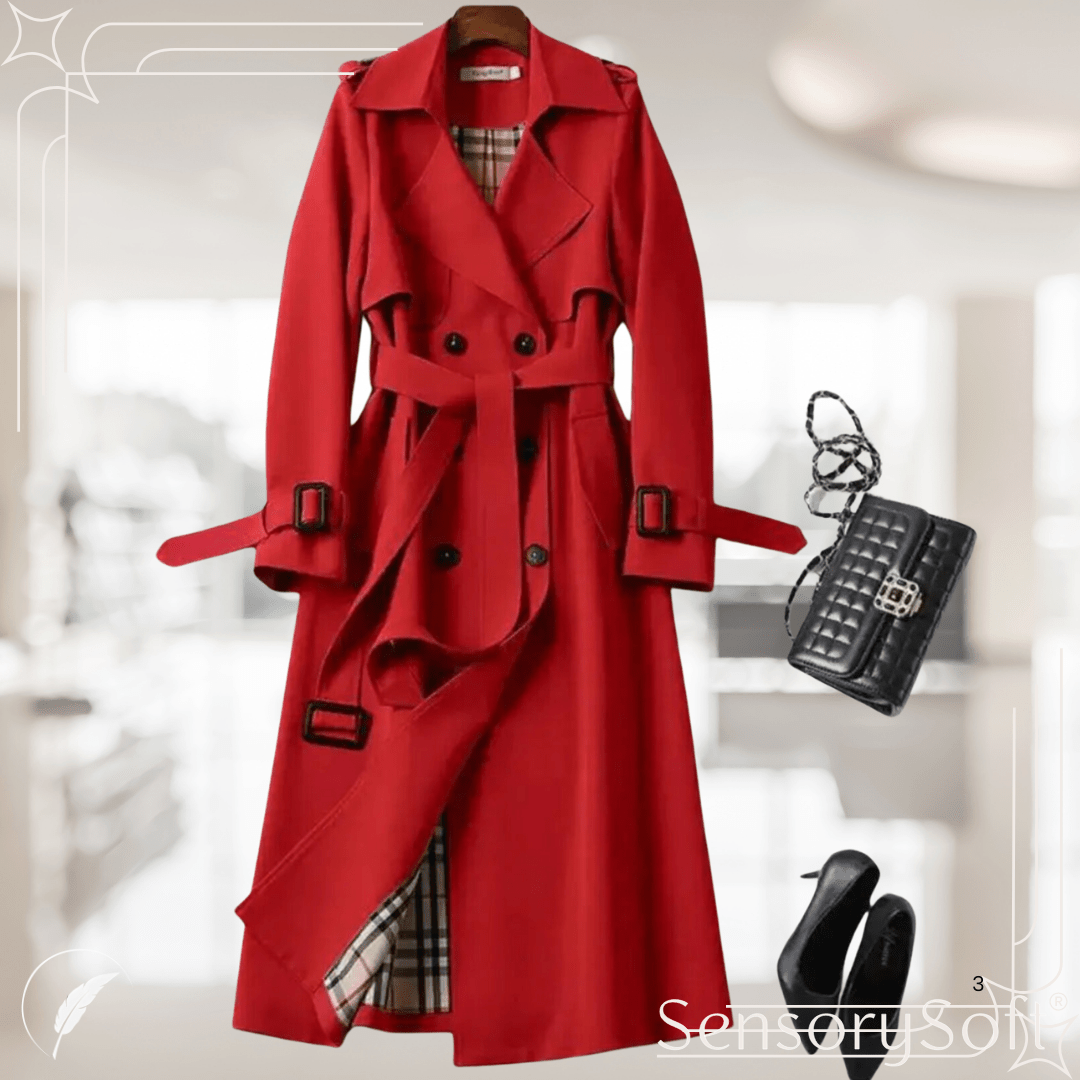 Double Breasted Ladies Winter Trench Coat - SensorySoft