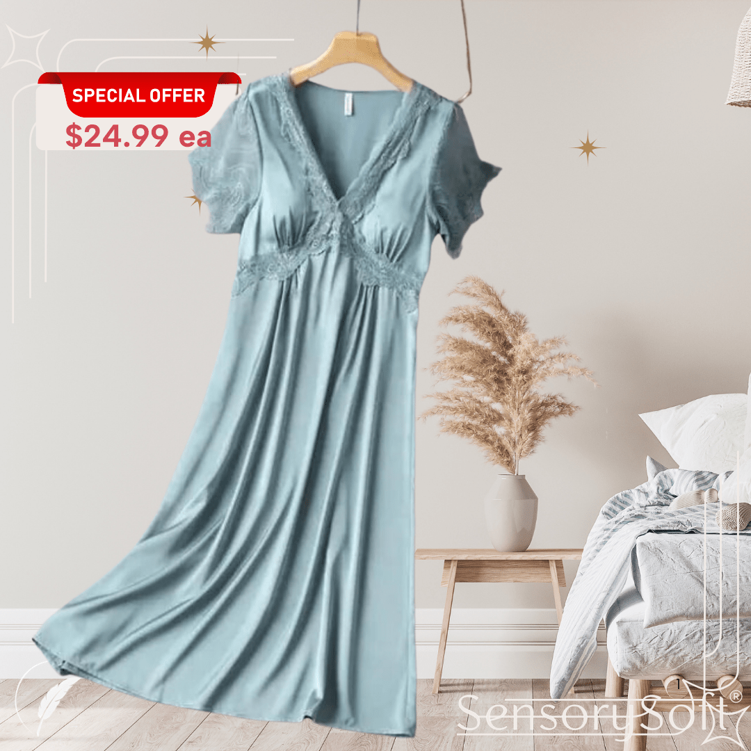 Dreamy Satin Lace Nightgown - SensorySoftShop