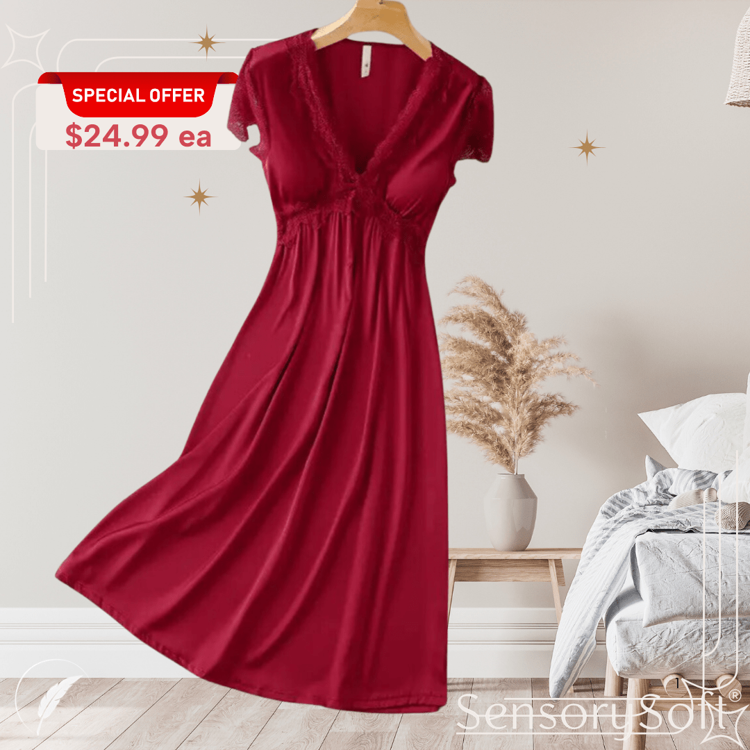 Dreamy Satin Lace Nightgown - SensorySoftShop