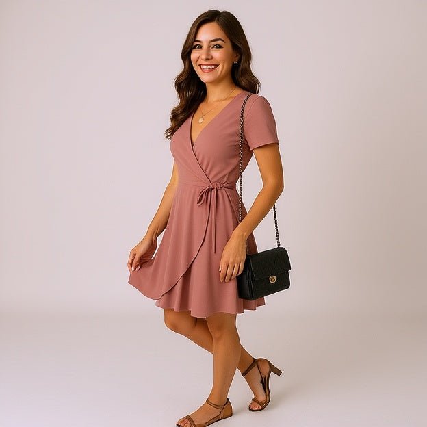 Dress Pink V - Neck Dress - SensorySoftShop