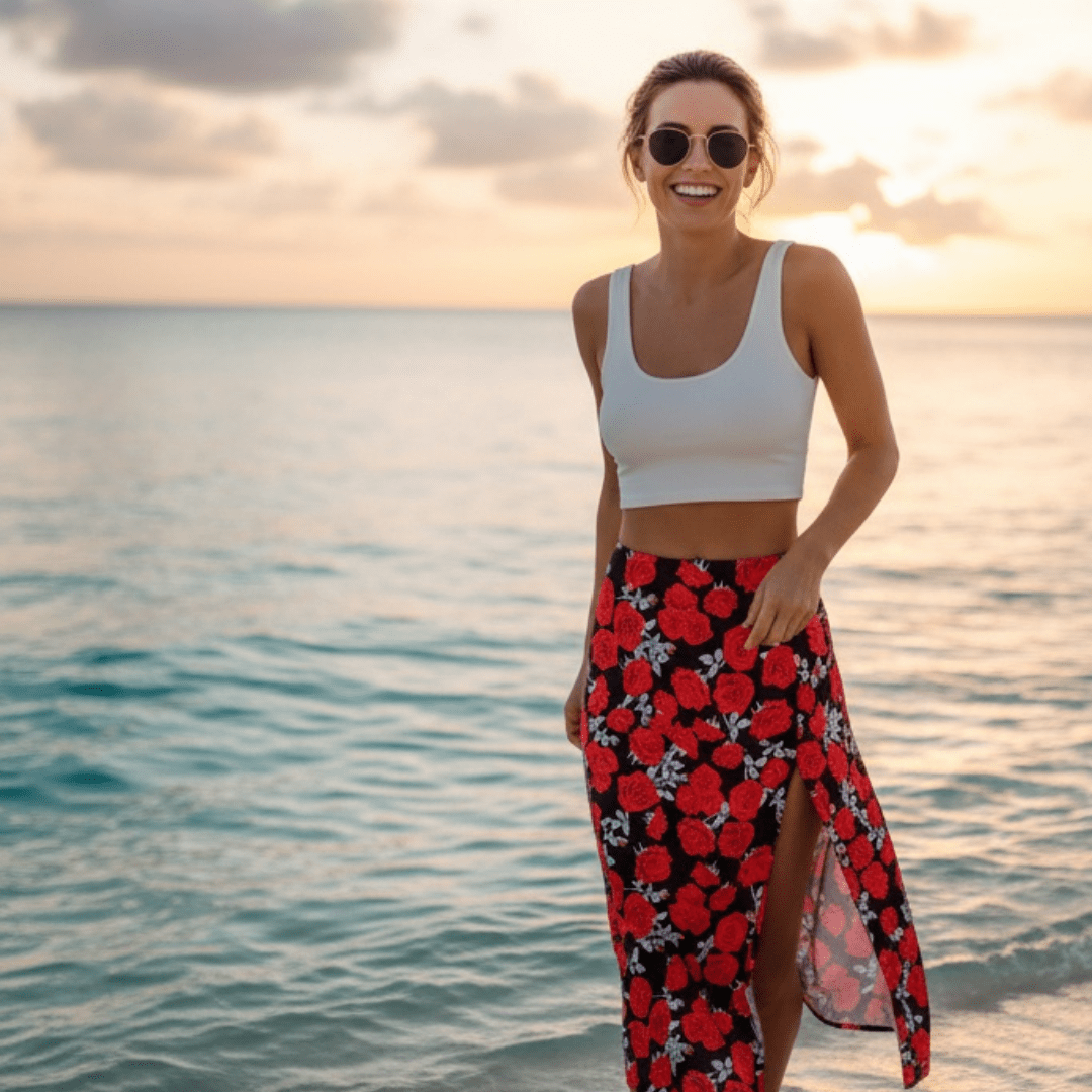 Elegant Skirt - SensorySoft Skin Soft Feel - Color Red Roses - SensorySoftShop