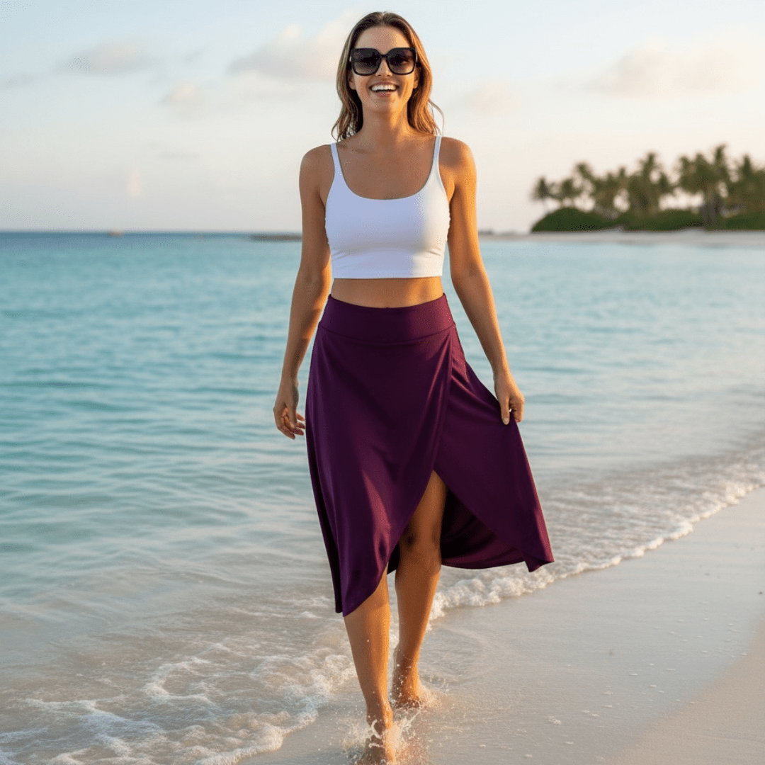 Elegant Skirt - SensorySoft Skin Soft Feel - In Wine Red - SensorySoftShop