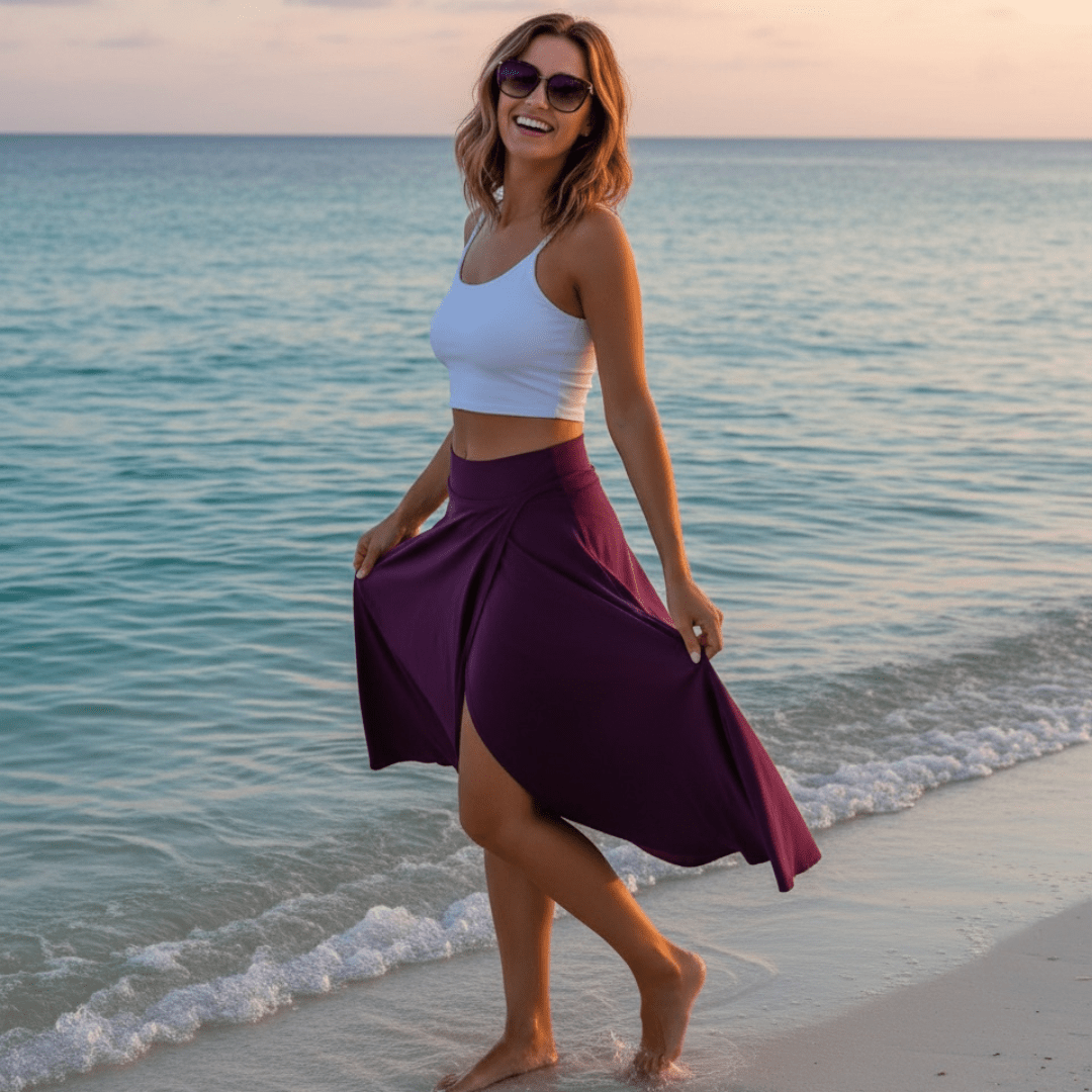 Elegant Skirt - SensorySoft Skin Soft Feel - In Wine Red - SensorySoftShop