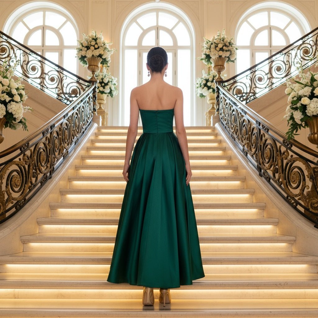 Evening Gown, Bridesmaid Dress, Wedding Dress, Emerald Green Gown - SensorySoftShop