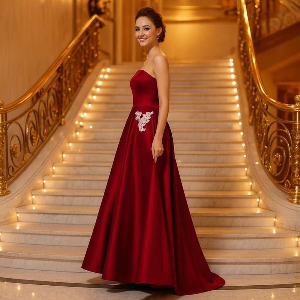 Evening Gown, Bridesmaid Dress, Wedding Dress, Scarlett Red Gown - SensorySoftShop