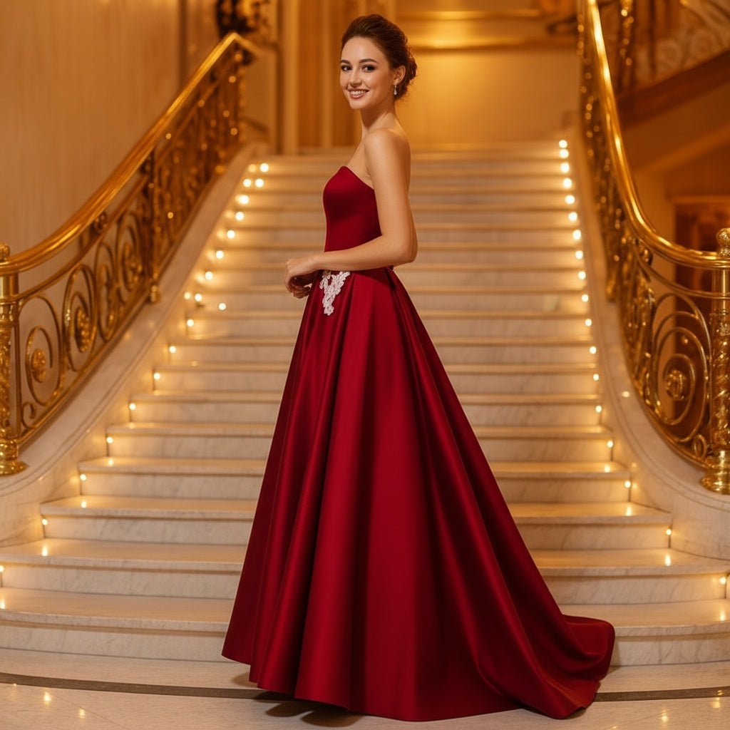 Evening Gown, Bridesmaid Dress, Wedding Dress, Scarlett Red Gown - SensorySoftShop