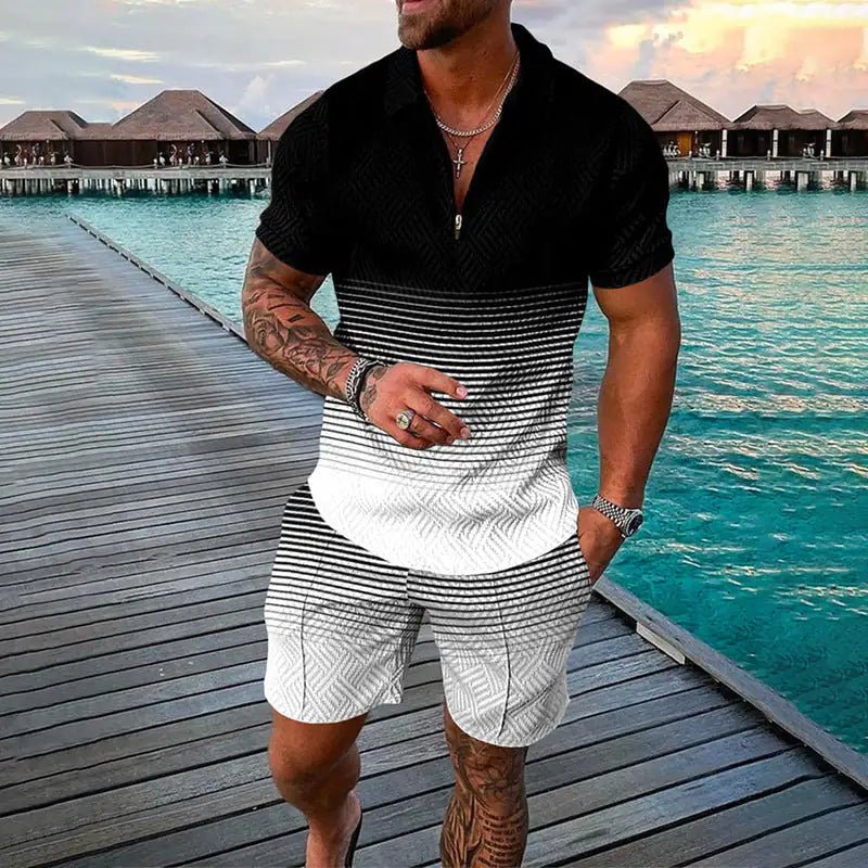 Fashion Casual Polo Shirt Two - Piece Set - SensorySoftShop