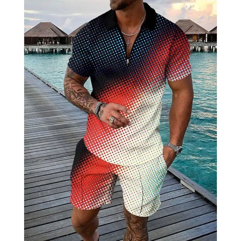 Fashion Casual Polo Shirt Two - Piece Set - SensorySoftShop