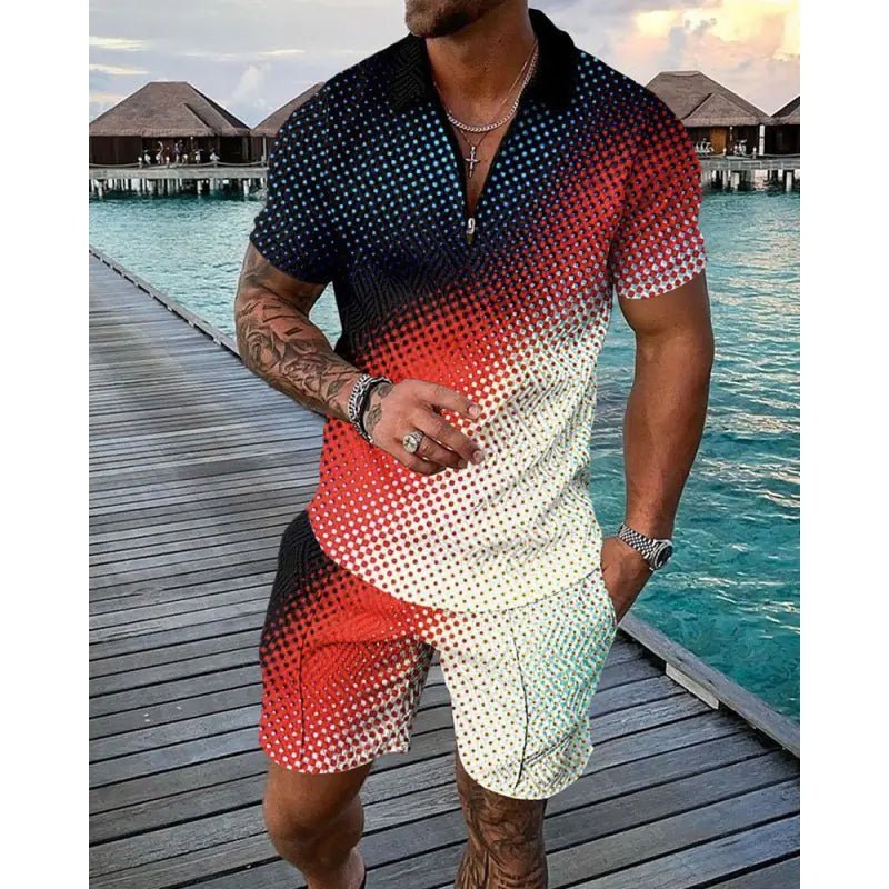 Fashion Casual Polo Shirt Two - Piece Set - SensorySoftShop