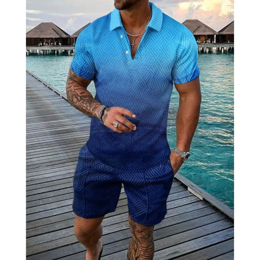 Fashion Casual Polo Shirt Two - Piece Set - SensorySoftShop