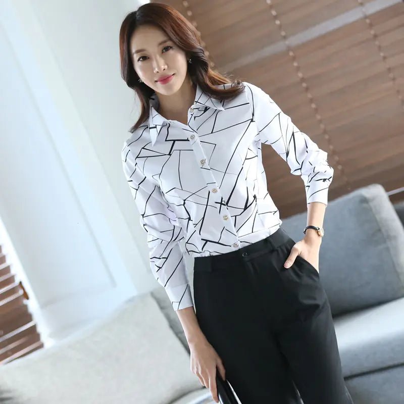 Fashion Chiffon Collar Long Sleeve Women's Shirt - SensorySoft