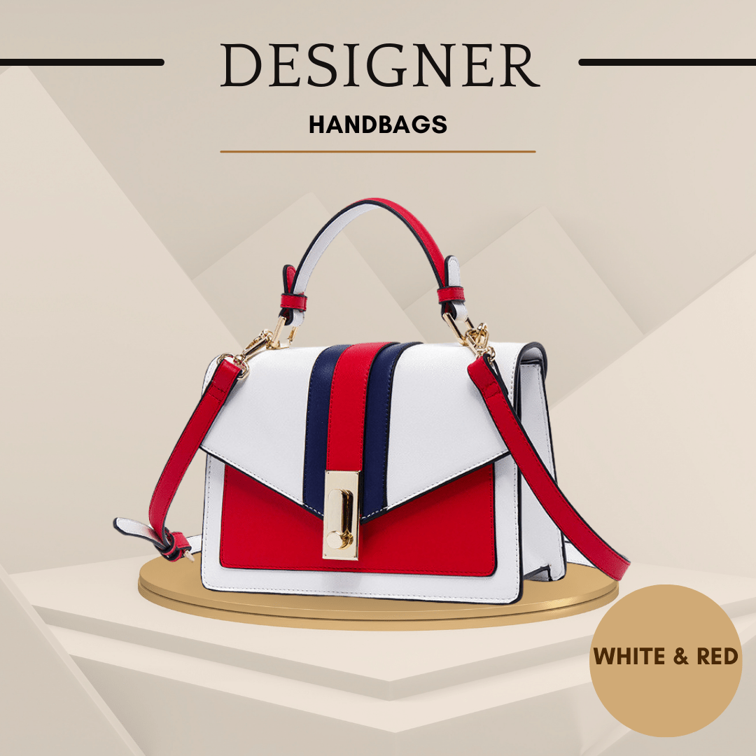 Fashionable Designer Handbags Collection - Red and White - SensorySoft