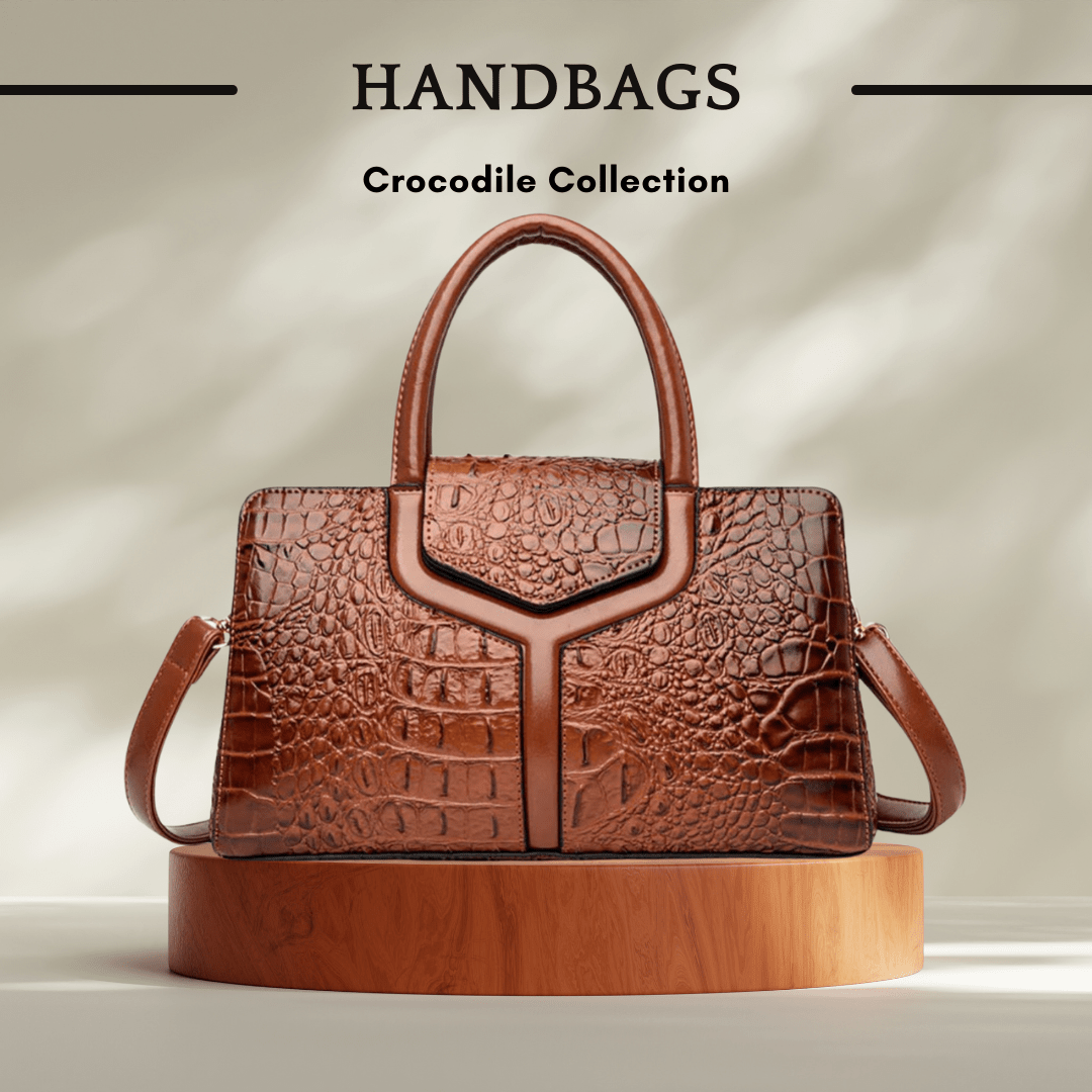 Faux Crocodile Leather Messenger Bag in Caramel - SensorySoft