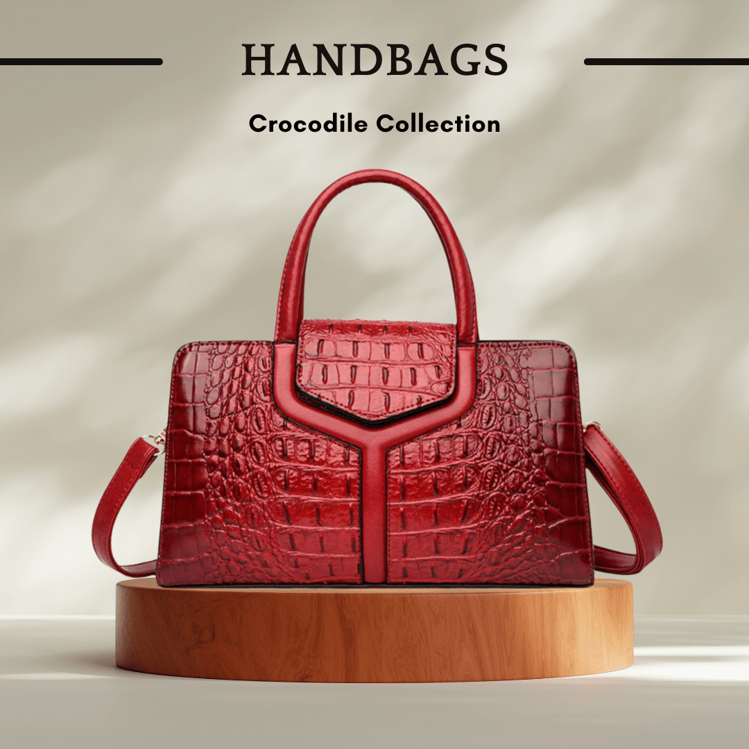 Faux Crocodile Leather Messenger Bag in Crimson Red - SensorySoft