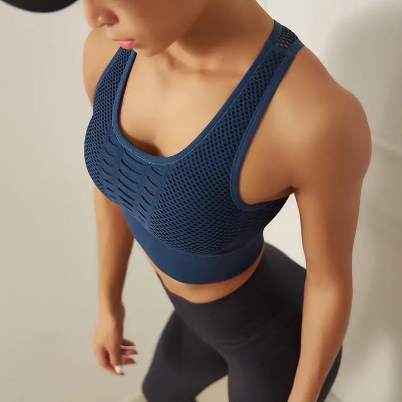Fitness Shockproof Mesh Sports Bra - SensorySoftShop