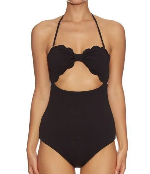 Flattering Bathing Suit - One Piece High Waisted Black Suit - SensorySoft