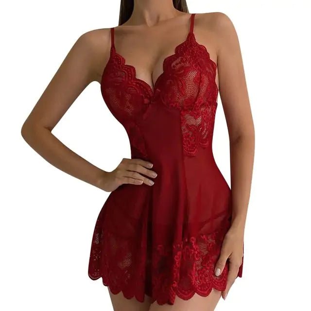Floral Lace Sexy Night Dress - SensorySoftShop