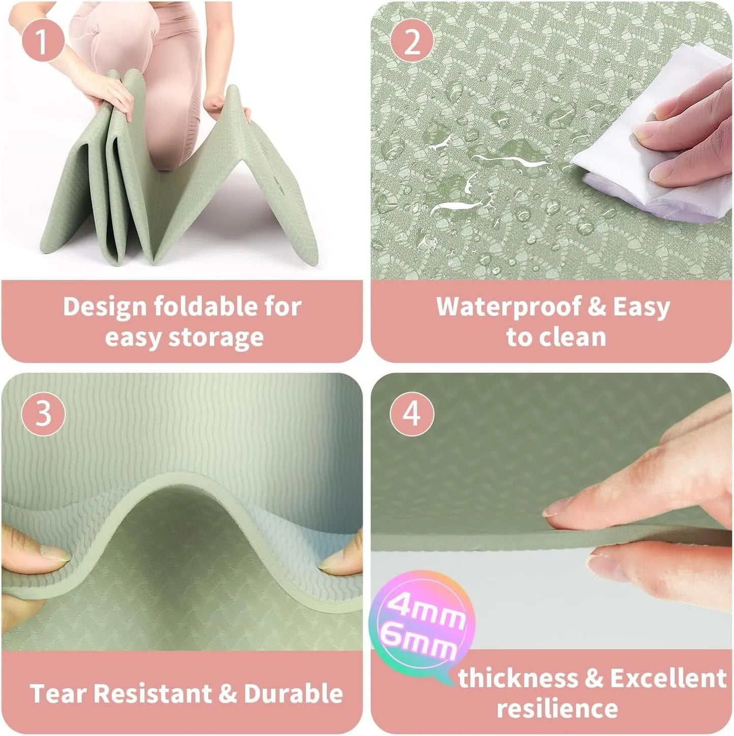 Foldable Thick Travel Yoga Mat - SensorySoft