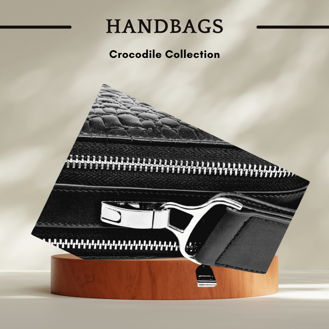 Genuine Leather Crocodile Pattern Handbag - Two Piece Set - SensorySoft