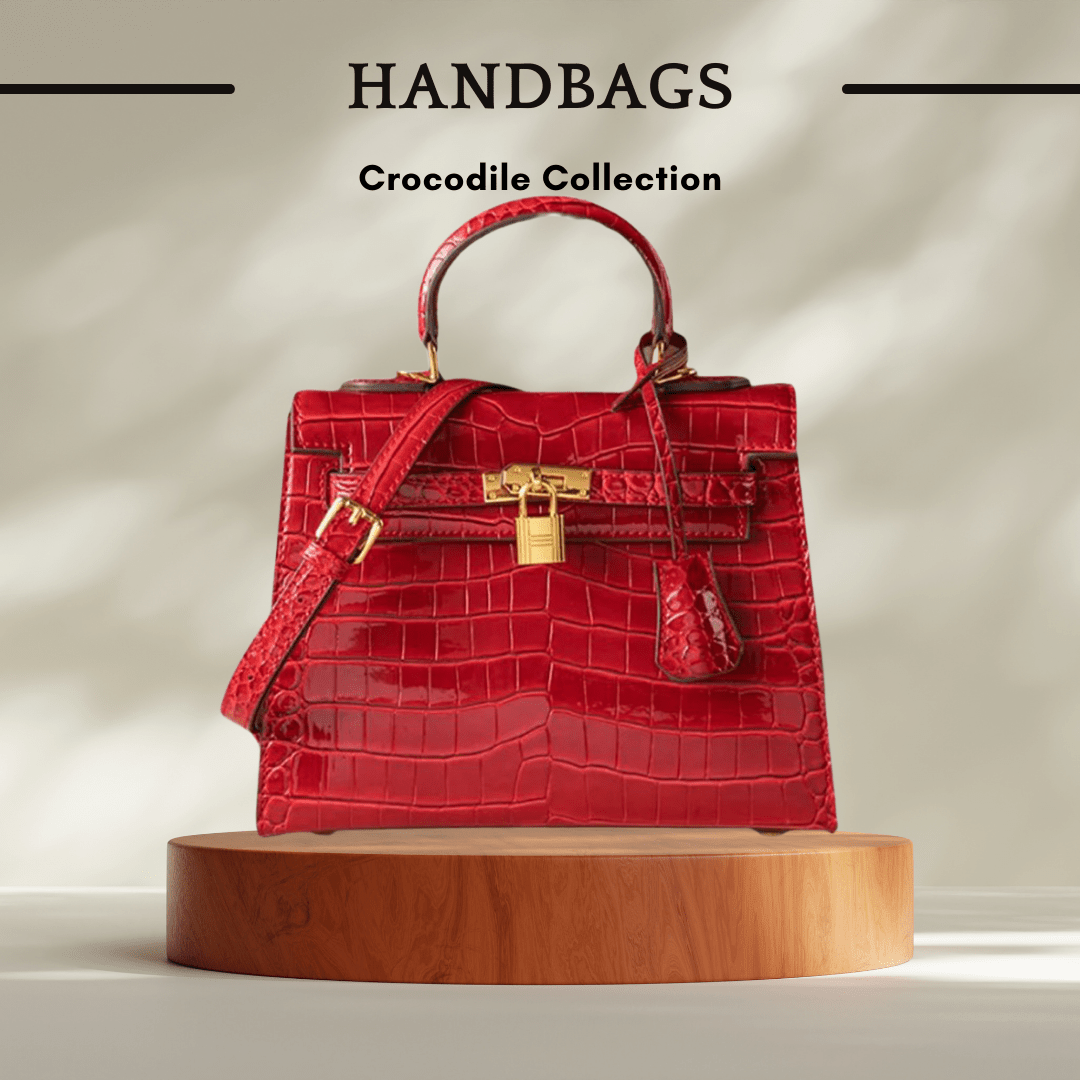 Genuine Leather Crossbody Bag with Crocodile Pattern - SensorySoft