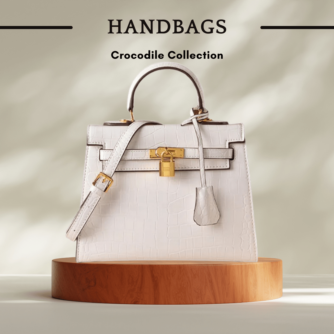 Genuine Leather Crossbody Bag with Crocodile Pattern - SensorySoft