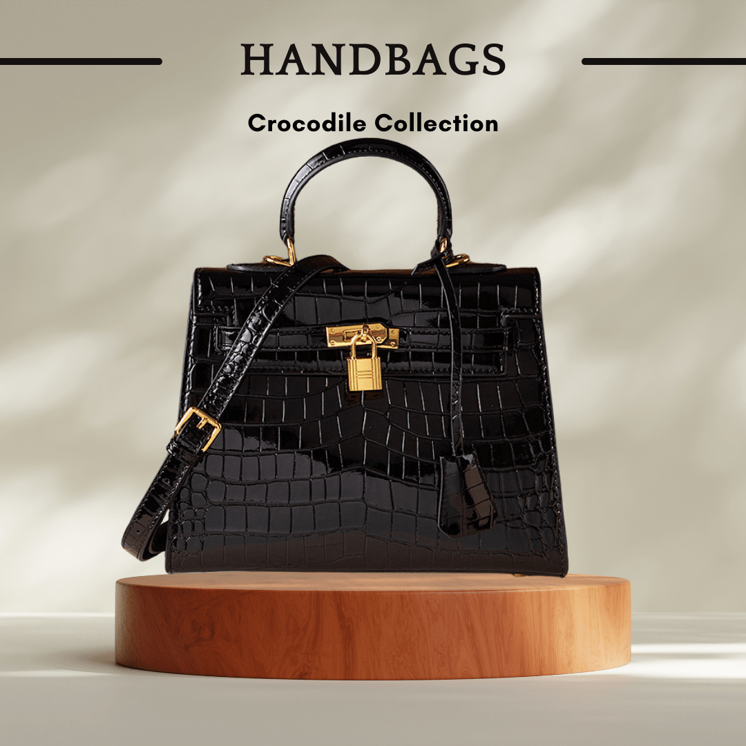 Genuine Leather Crossbody Bag with Crocodile Pattern - SensorySoft