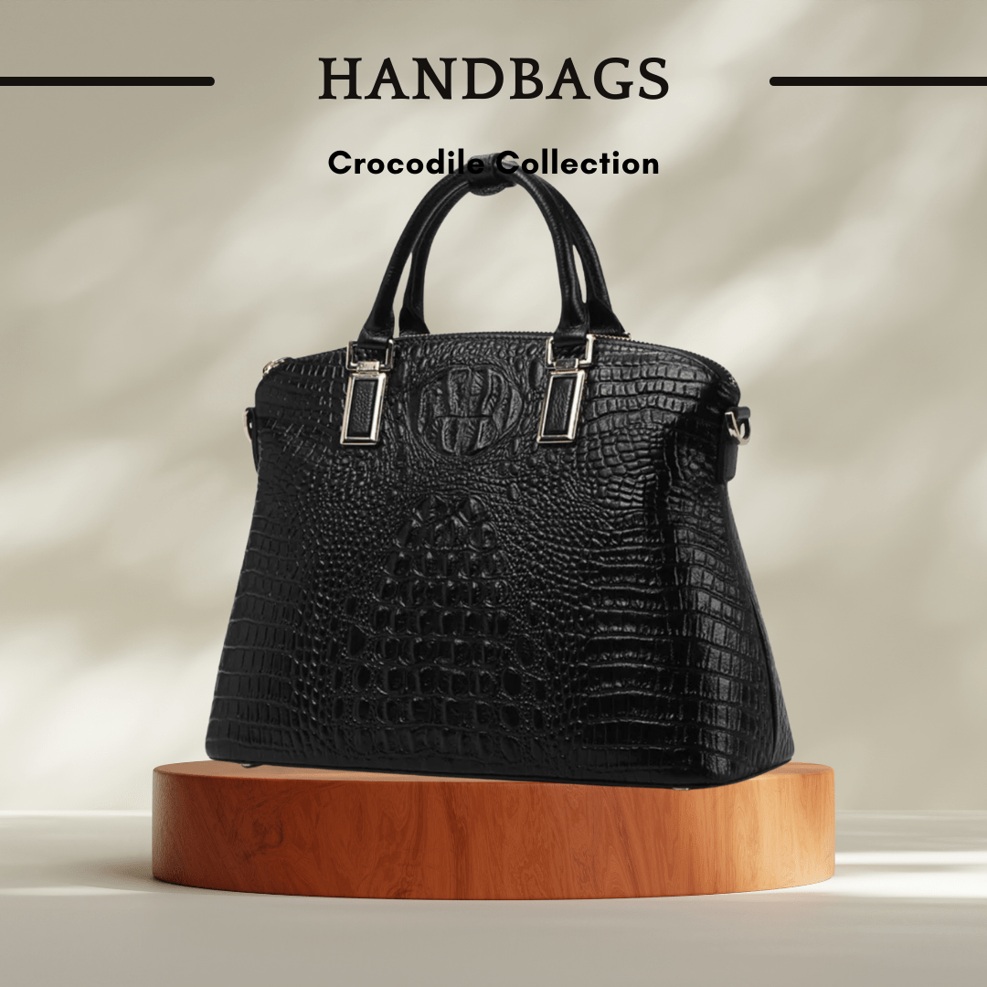 Genuine Leather Dumpling Bag - Crocodile Pattern Handbag - SensorySoft