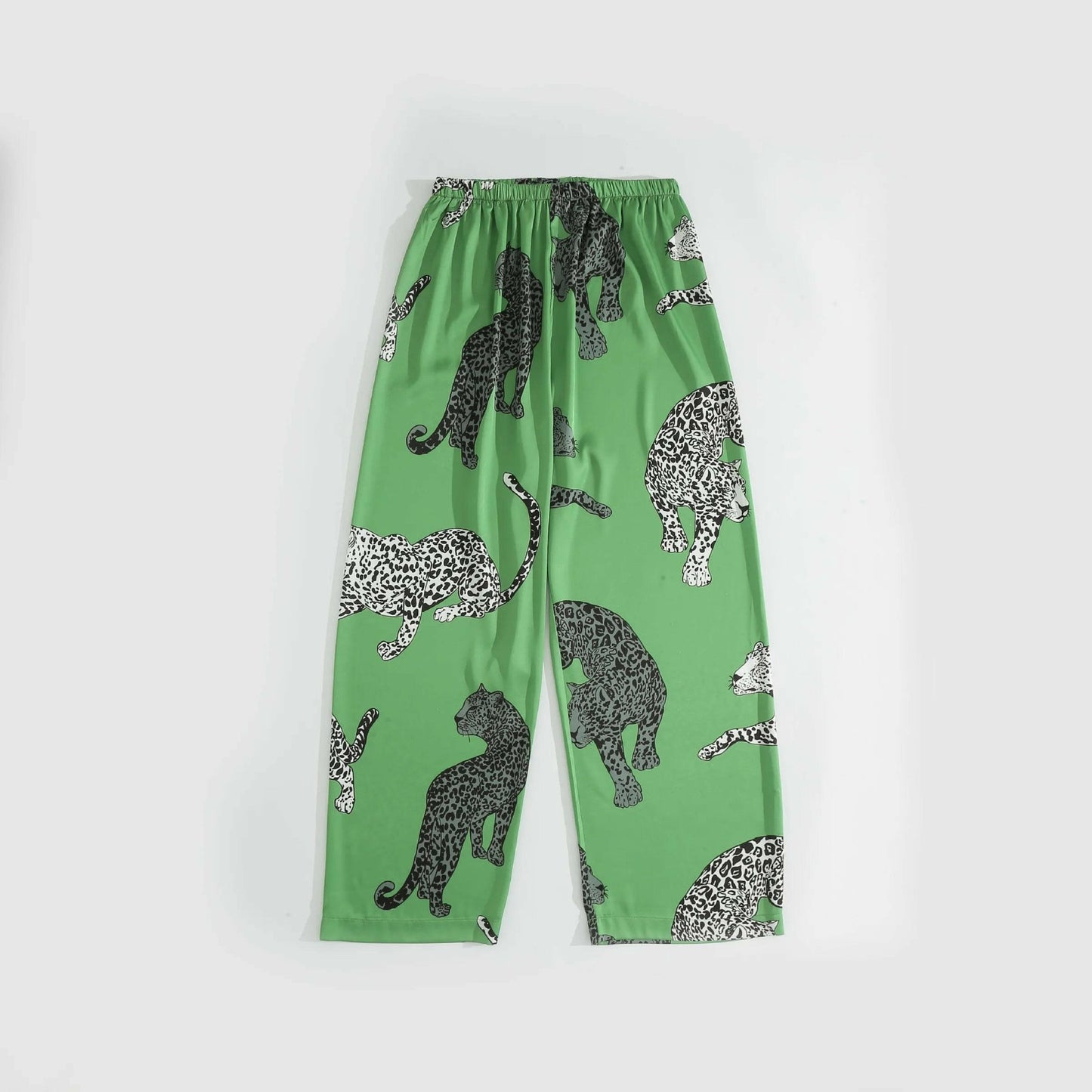 Green Leopard Printed Women Sleepwear Silk - SensorySoftShop