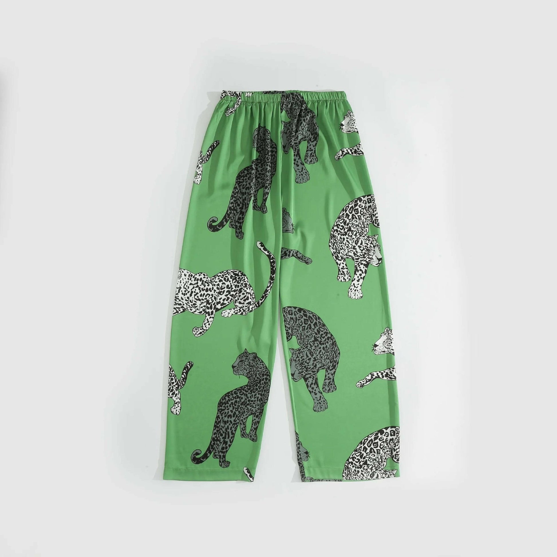 Green Leopard Printed Women Sleepwear Silk - SensorySoftShop