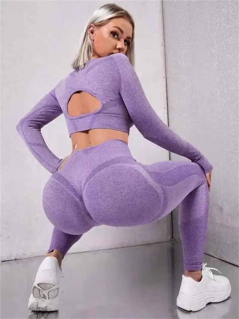 Gym 2 - Piece High Waist Seamless Fitness Leggings - SensorySoftShop