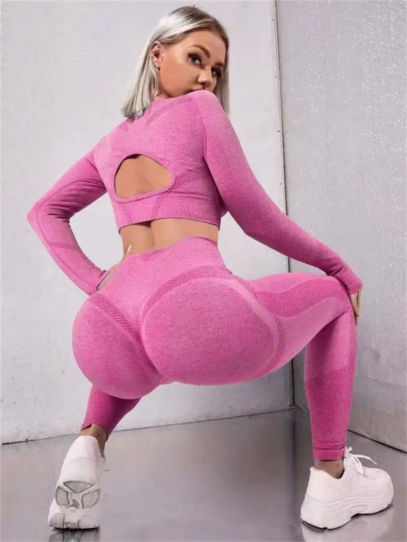 Gym 2 - Piece High Waist Seamless Fitness Leggings - SensorySoftShop