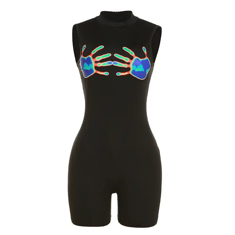 Hands - Off Graphic Print Romper β Bold, Sleek, and Effortlessly Stylish - SensorySoft