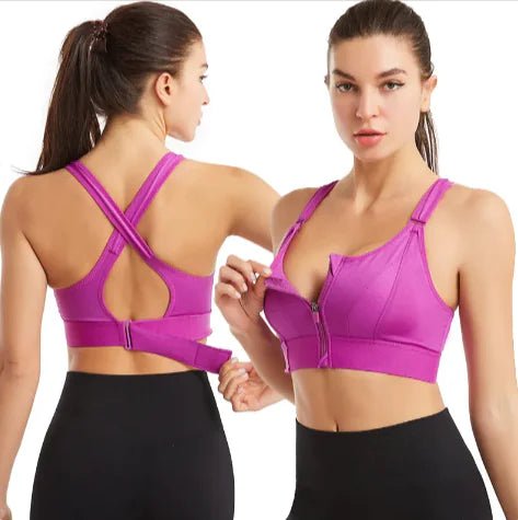 High - Performance Front Zipper Sports Bra – Adjustable and Shockproof - SensorySoft
