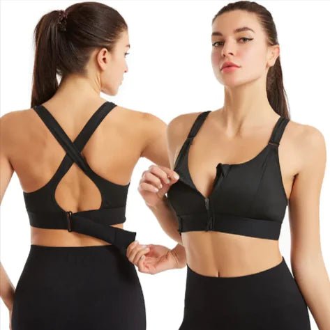 High - Performance Front Zipper Sports Bra – Adjustable and Shockproof - SensorySoft