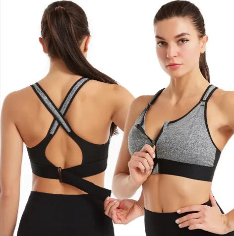High - Performance Front Zipper Sports Bra – Adjustable and Shockproof - SensorySoft