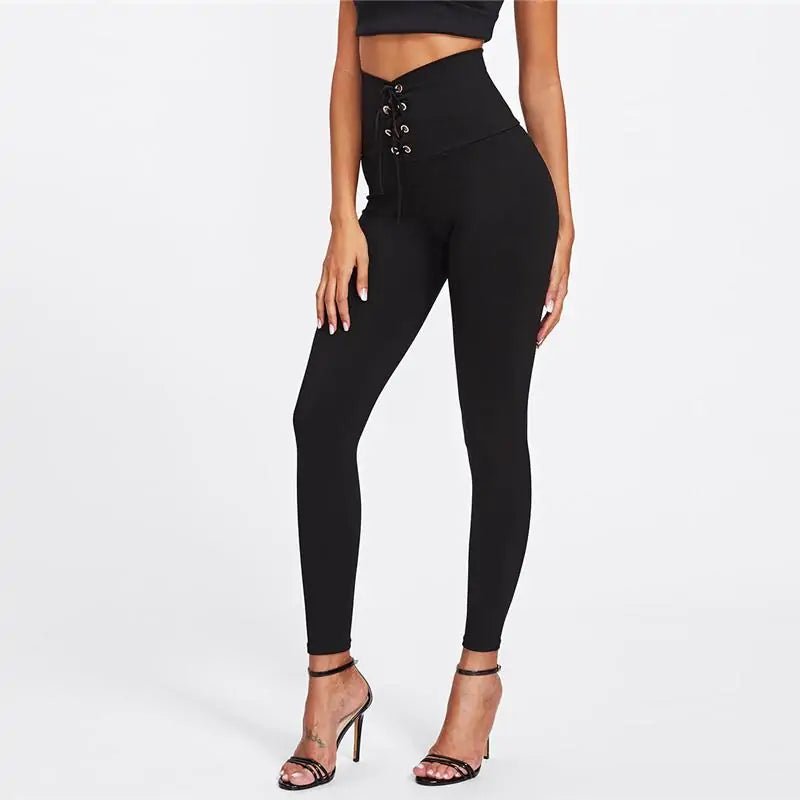 High Waist Lace Skinny Leggings - SensorySoft