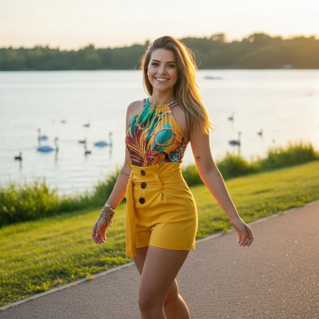 High - Waisted Fashionable Women's Beach Shorts - SensorySoftShop