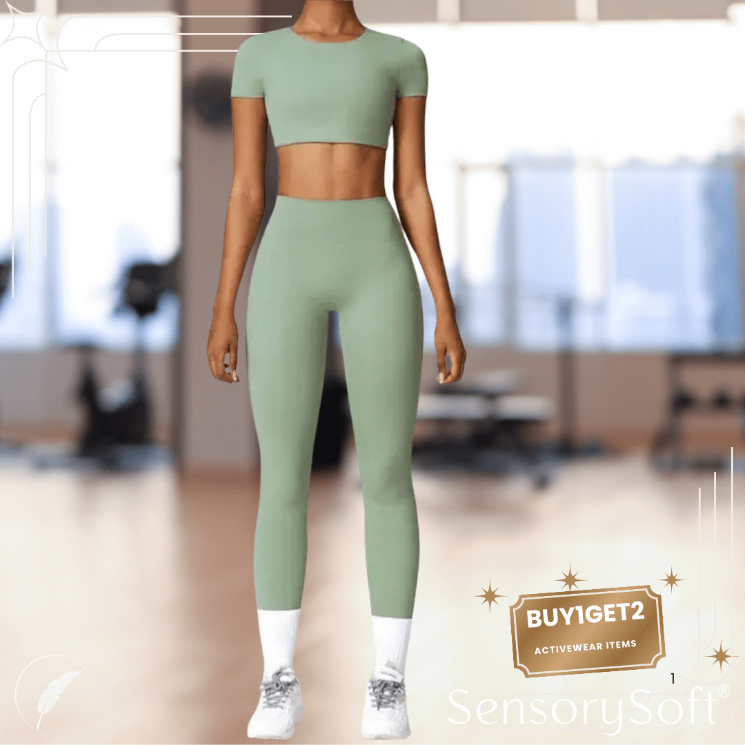 HIIT Leggings and Matching Short Sleeve Tops Workout Set - SensorySoft
