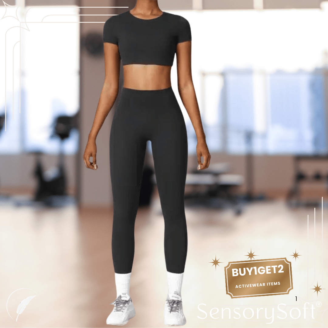 HIIT Leggings and Matching Short Sleeve Tops Workout Set - SensorySoft