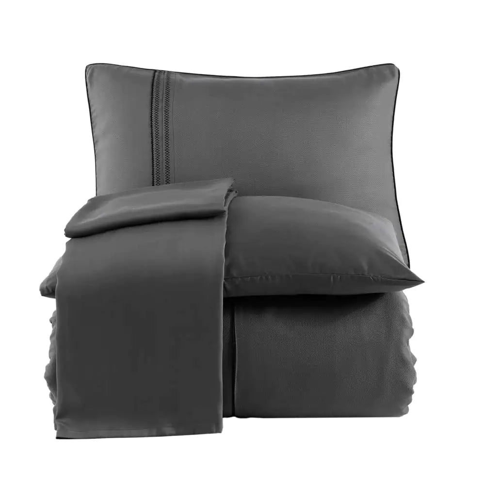 Hobby Modal Silk Double Bed Linen in Hard Coal Color - SensorySoft