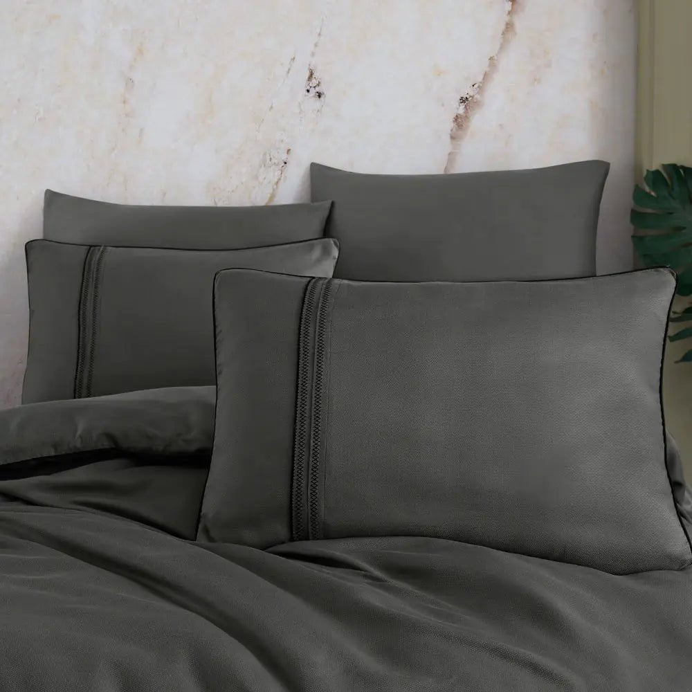 Hobby Modal Silk Double Bed Linen in Hard Coal Color - SensorySoft