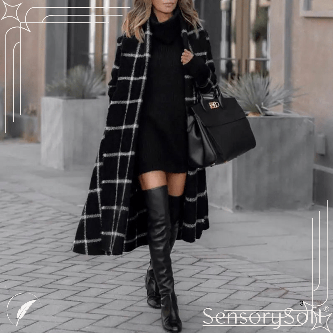 Hooded Ladies Cross Pattern Elegant Trench Coat - SensorySoft