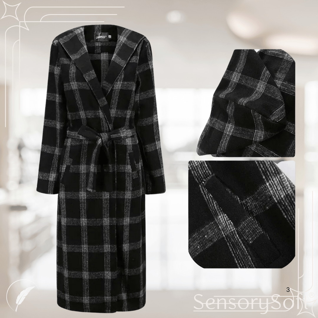 Hooded Ladies Cross Pattern Elegant Trench Coat - SensorySoft