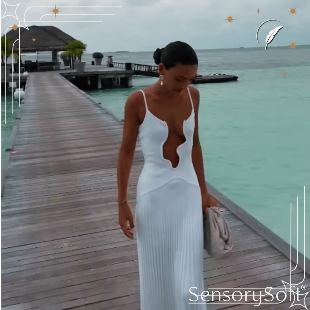 Irregular Wave Hollow Out Sexy Long Dress - SensorySoft