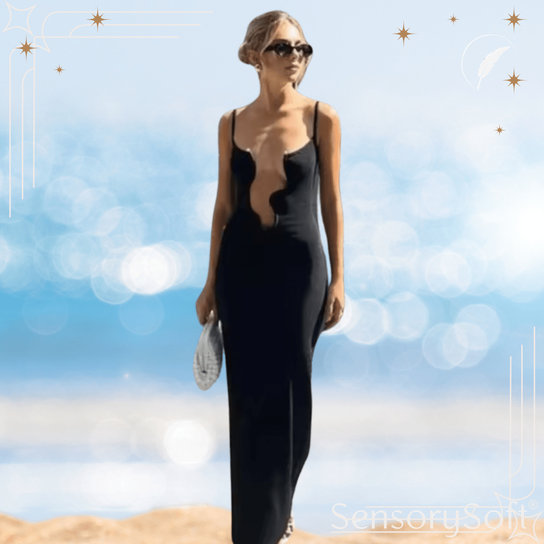 Irregular Wave Hollow Out Sexy Long Dress - SensorySoft